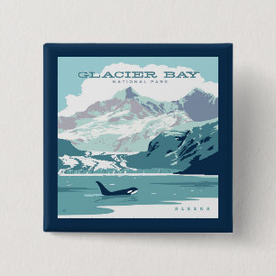 Nationaal park Glacier Bay   Orka Vierkante Button 5,1 Cm