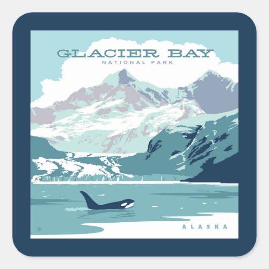 Nationaal park Glacier Bay | Orka Vierkante Sticker (Voorkant)