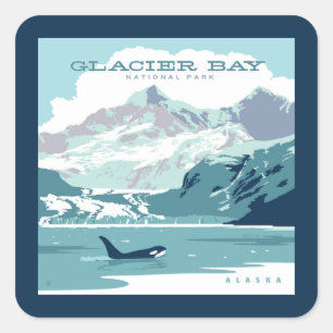 Nationaal park Glacier Bay   Orka Vierkante Sticker