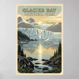 Nationaal park Glacier Bay Retro Poster