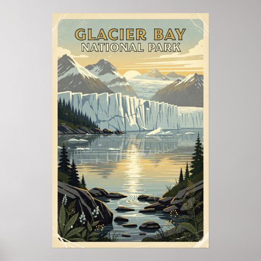 Nationaal park Glacier Bay Retro Poster (Voorkant)
