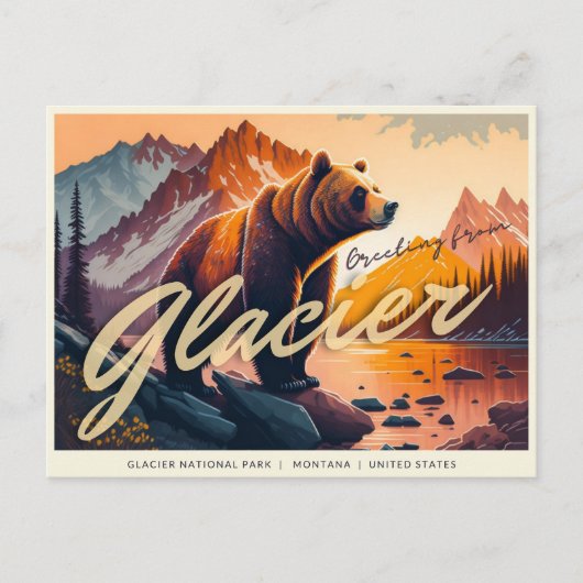 Nationaal park Glacier, Briefkaart Montana (Voorkant)