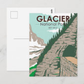 Nationaal park Glacier dat naar de Sun Road Retro  Briefkaart (Voorkant / Achterkant)