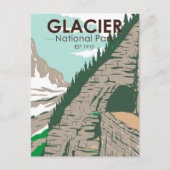 Nationaal park Glacier dat naar de Sun Road Retro  Briefkaart (Voorkant)