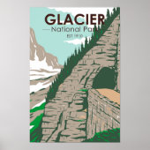 Nationaal park Glacier dat naar de Sun Road Retro  Poster (Voorkant)
