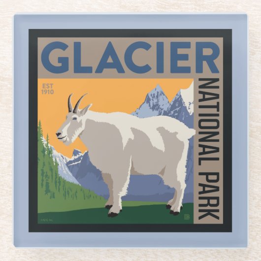 Nationaal park Glacier | Geit Glazen Onderzetter (Voorkant)