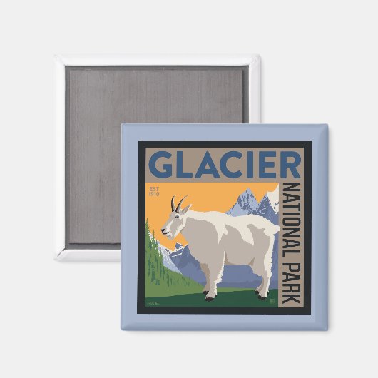 Nationaal park Glacier | Geit Magneet (Voorkant / Achterkant)