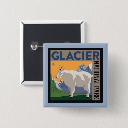 Nationaal park Glacier | Geit Vierkante Button 5,1 Cm (Voorkant /achterkant)