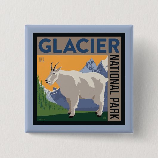 Nationaal park Glacier | Geit Vierkante Button 5,1 Cm (Voorkant)