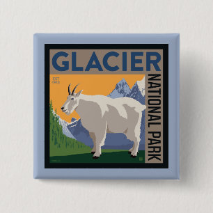 Nationaal park Glacier   Geit Vierkante Button 5,1 Cm