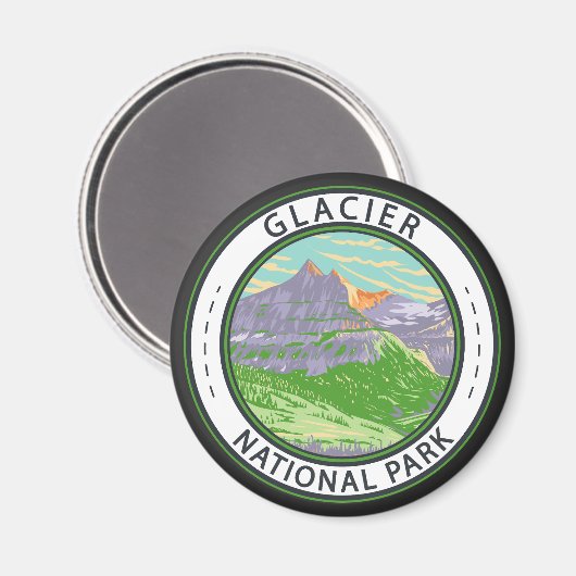 Nationaal park Glacier in lente Montana Badge Magneet (Voorkant / Achterkant)