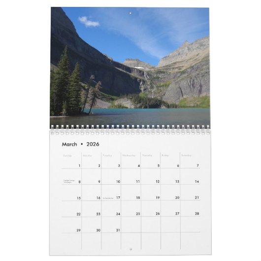 Nationaal park Glacier Kalender (Mar 2026)