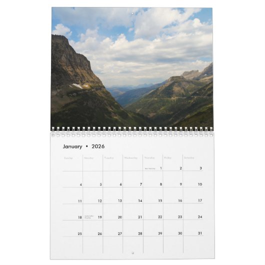 Nationaal park Glacier Kalender (Jan 2026)