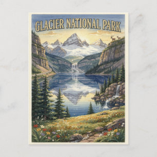 Nationaal park Glacier Montana Aquarel Briefkaart