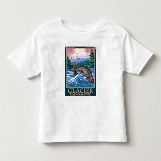Nationaal park Glacier, MontanaFly Fisherman # Kinder Shirts (Voorkant)