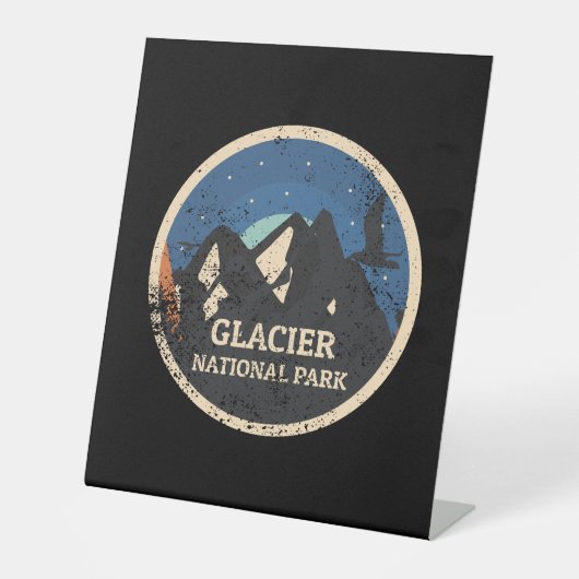 Nationaal park Glacier Reclamebord Met Voetstuk (Voorkant)