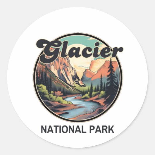 Nationaal park Glacier Ronde Sticker (Voorkant)