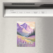 Nationaal park Glacier | Spring Lavendel Waterverf Magneet (Insitu (Vaatwasser))