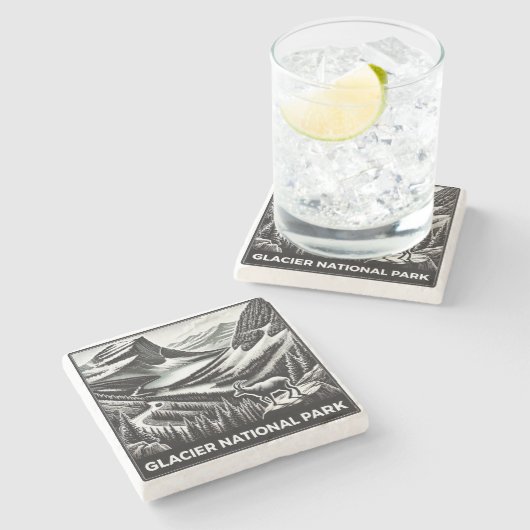 Nationaal park Glacier Stenen Onderzetter (Zijkant)