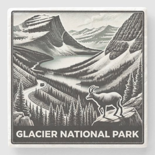 Nationaal park Glacier Stenen Onderzetter (Voorkant)