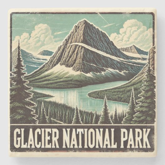 Nationaal park Glacier Stenen Onderzetter (Voorkant)