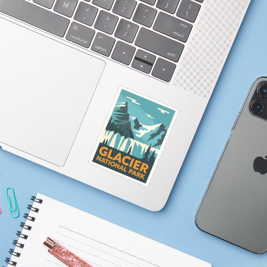 Nationaal Park  Glacier Sticker (Laptop met iPhone)
