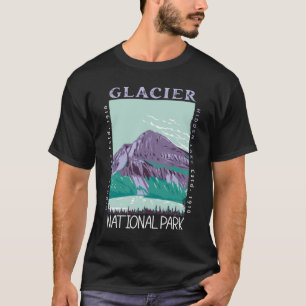 Nationaal park Glacier Verborgen meer Retro Versto T-shirt