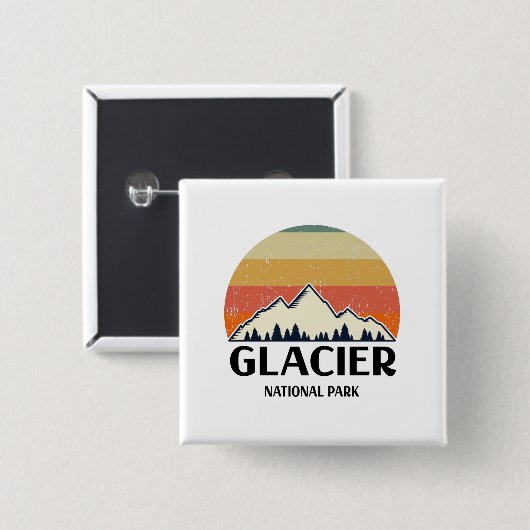 Nationaal Park  Glacier Vierkante Button 5,1 Cm (Voorkant /achterkant)