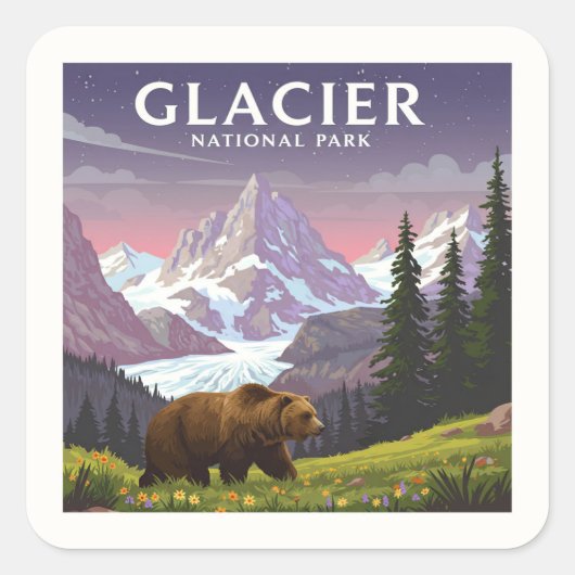 Nationaal Park  Glacier Vierkante Sticker (Voorkant)