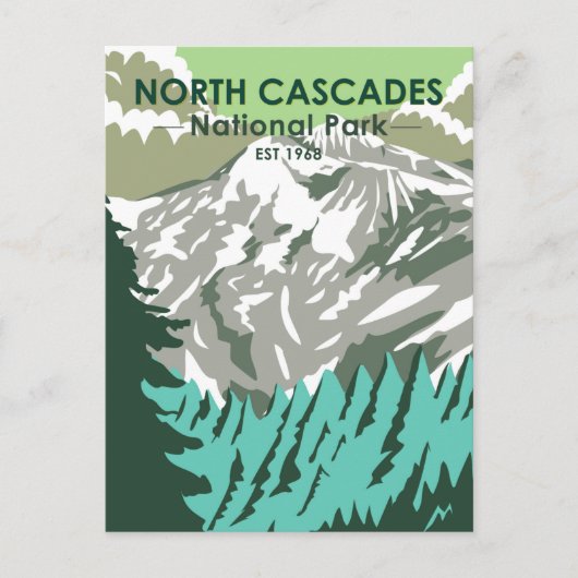 Nationaal park Goode Mountain Retro North Cascades Briefkaart (Voorkant)