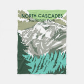 Nationaal park Goode Mountain Retro North Cascades Fleece Deken (Voorkant)