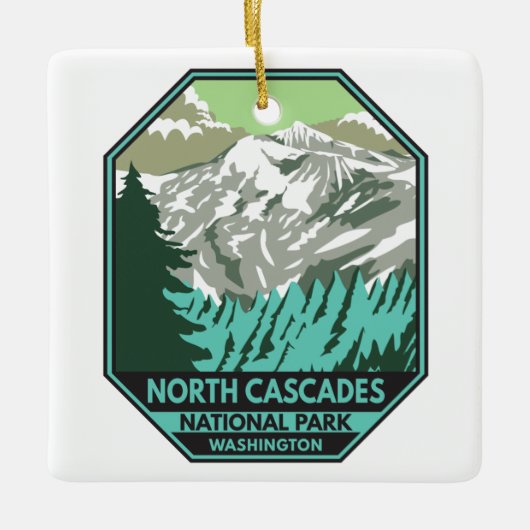 Nationaal park Goode Mountain Retro North Cascades Keramisch Ornament (Voorkant)