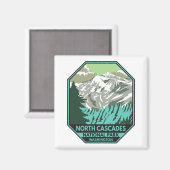 Nationaal park Goode Mountain Retro North Cascades Magneet (Voorkant / Achterkant)