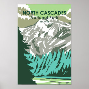 Nationaal park Goode Mountain Retro North Cascades Poster
