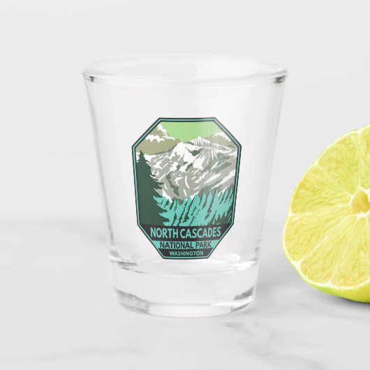 Nationaal park Goode Mountain Retro North Cascades Shot Glas (Voorkant)