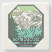 Nationaal park Goode Mountain Retro North Cascades Stenen Onderzetter (Voorkant)
