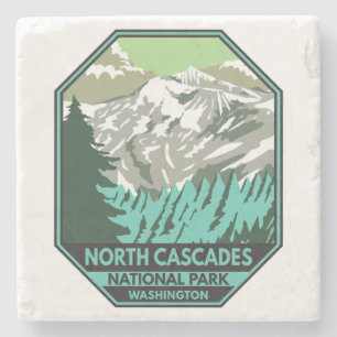Nationaal park Goode Mountain Retro North Cascades Stenen Onderzetter