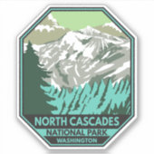 Nationaal park Goode Mountain Retro North Cascades Sticker (Voorkant)