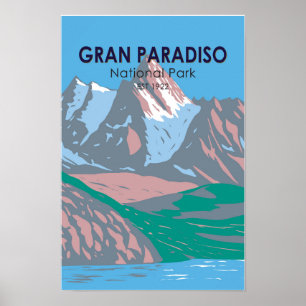 Nationaal park Gran Paradiso Italië Retro Poster