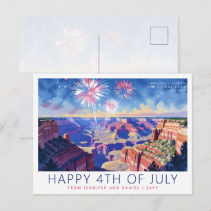 Nationaal park Grand Canyon 4 juli vuurwerk Feestdagenkaart