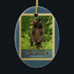 Nationaal park Grand Teton  Beer Keramisch Ornament<br><div class="desc">Vintage reisstijl Grand Teton National Park afbeelding met een zwart beer dat op zijn achterpoten staat en in het groene bos kijkt.</div>