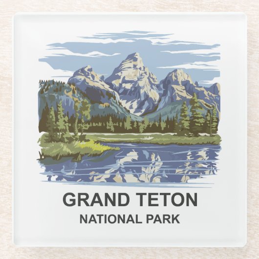 Nationaal park Grand Teton Glazen Onderzetter (Voorkant)