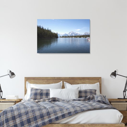 Nationaal park Grand Teton, meer, berg en lucht. Canvas Afdruk (Insitu (Slaapkamer))
