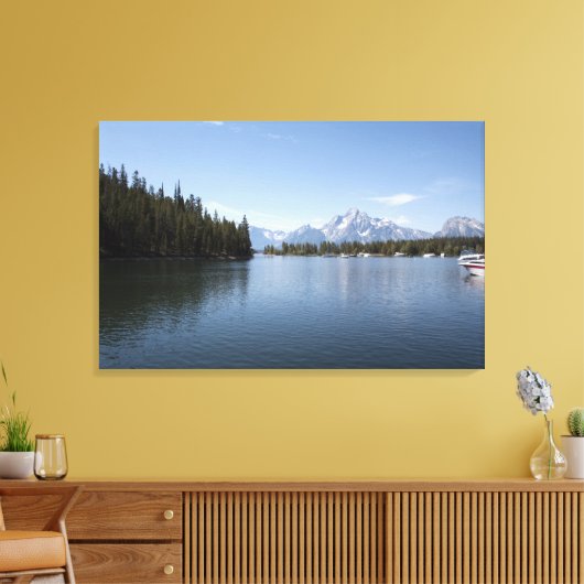 Nationaal park Grand Teton, meer, berg en lucht. Canvas Afdruk (Insitu (Woonkamer))