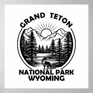 Nationaal park Grand Teton Mountains in Wyoming Poster