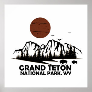 Nationaal park Grand Teton Mountains in Wyoming Poster