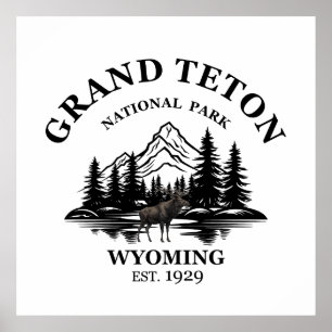 Nationaal park Grand Teton Mountains in Wyoming Poster