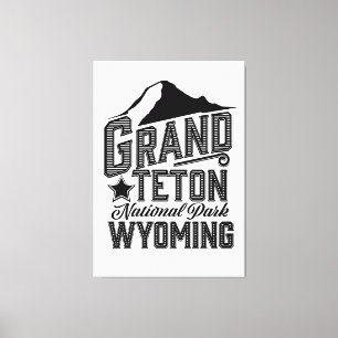 Nationaal park Grand Teton, poster Wyoming Vintage Canvas Afdruk