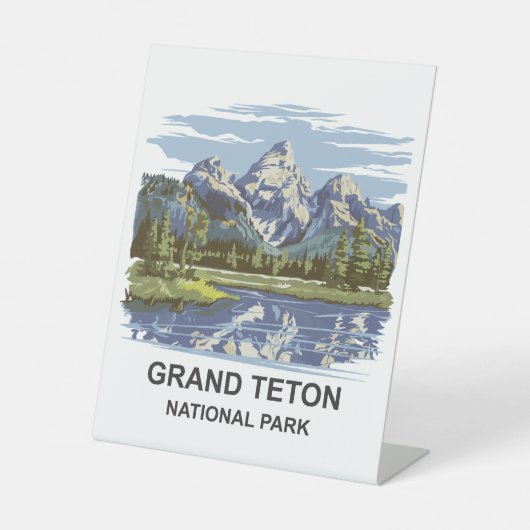 Nationaal park Grand Teton Reclamebord Met Voetstuk (Voorkant)