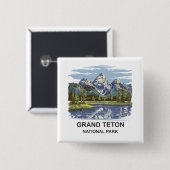 Nationaal park Grand Teton Vierkante Button 5,1 Cm (Voorkant /achterkant)